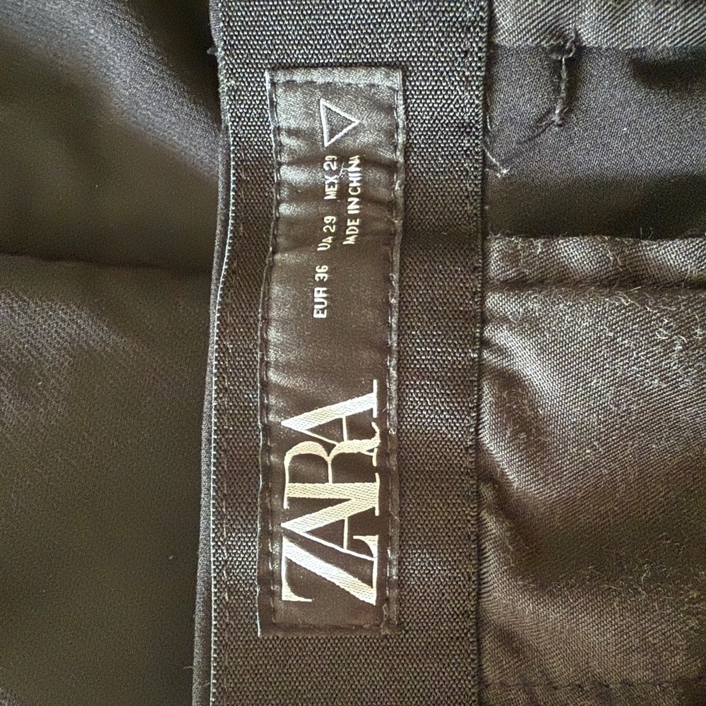 Zara Black High Waisted Trousers Straight Leg Work Office Pants Size 29 - Picture 2 of 2